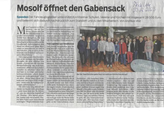 Mosolf öffnet den Gabensack